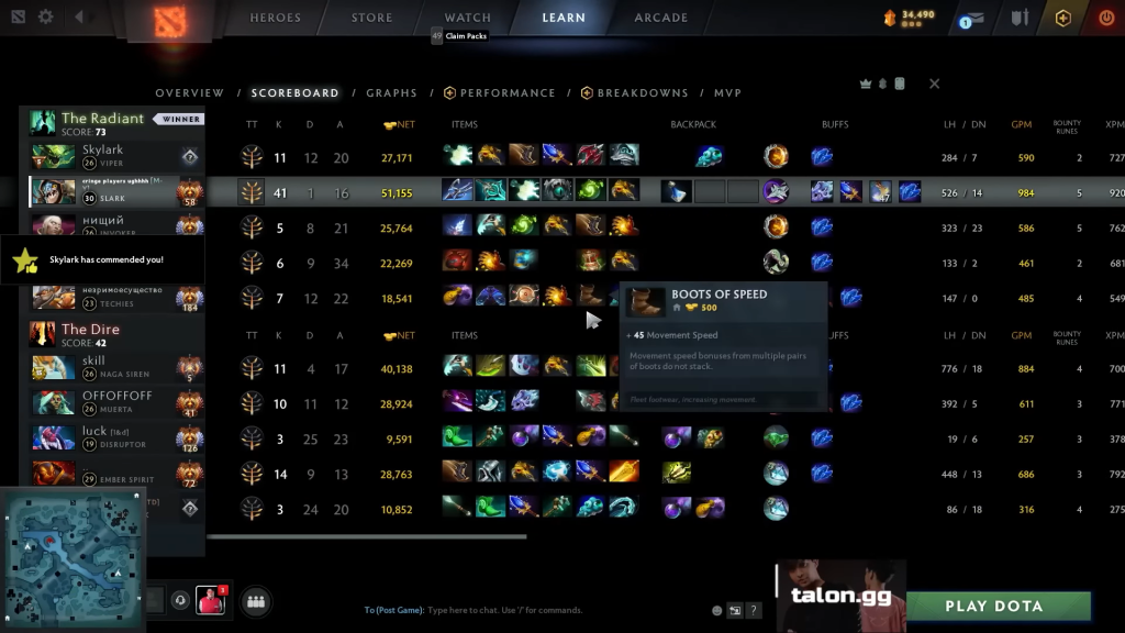 Item building from 23savage after match